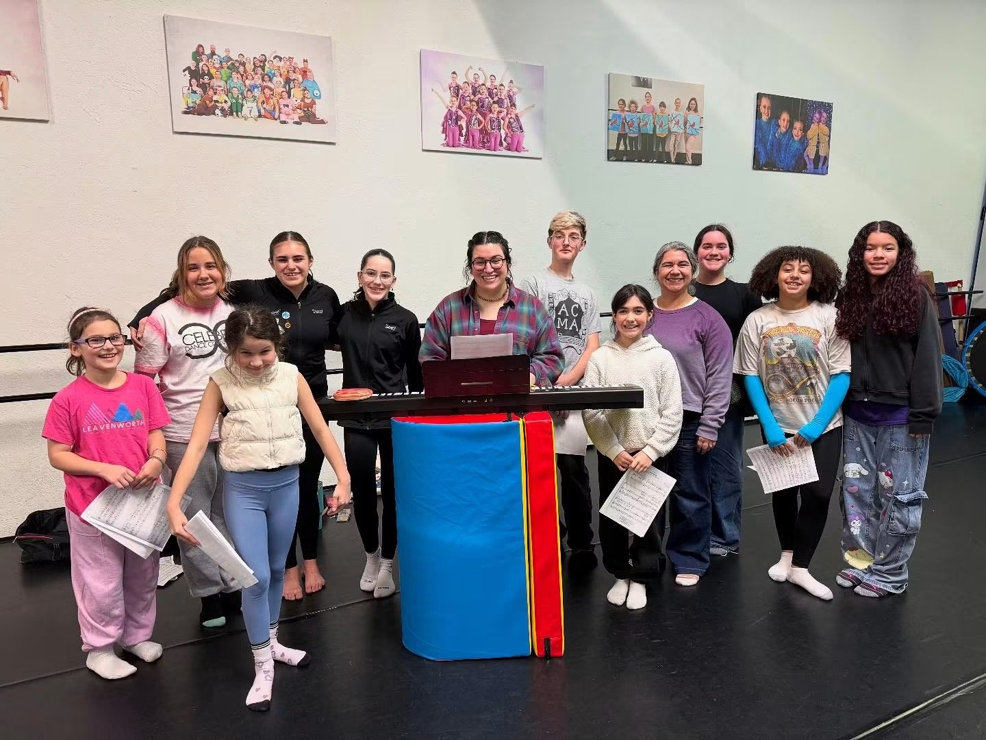 Carleena Manzi with students in her voice and dance studio